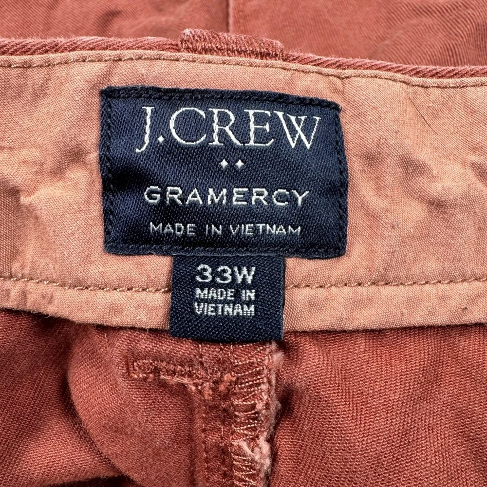 J.Crew Mens Shorts Gramercy Chino Red 33 Flat Front Cotton Casual Classic Modern